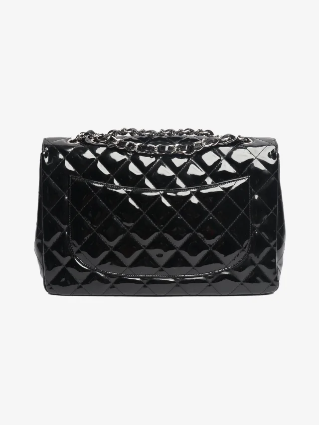 Chanel Black 2009 patent quilted jumbo Classic Single Flap bag in Black Patent leather from Sign of the Times, photo 3 of 8