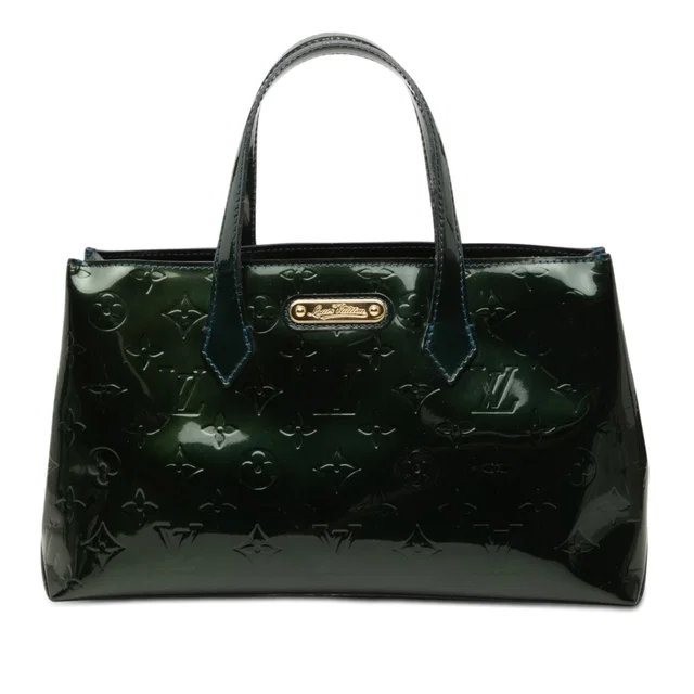 Green Louis Vuitton Monogram Vernis Wilshire PM Handbag in Green Leather from Designer Revival