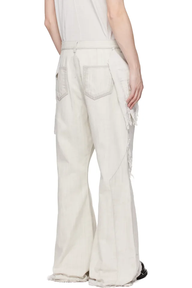 Rick Owens DRKSHDW Off-White Temple Slivered Bootcut Jeans, photo 3 of 4 from SSENSE