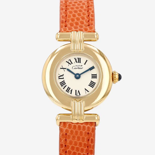 Must Colisée watch in vermeil Ref: Cartier - 590002 Circa 1990 in Leather from Collector Square