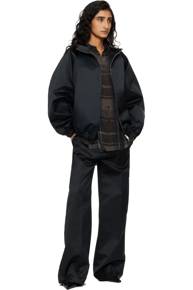 The Frankie Shop Black Baxter Satin Track Jacket, photo 4 of 4 from SSENSE