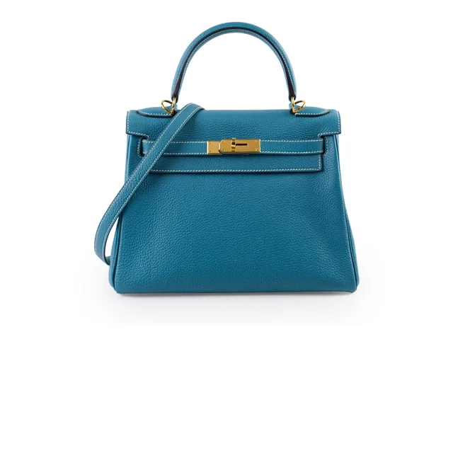 Hermès Kelly 28 Blue Jeans - Stamp B in Blue from The Purse Affair