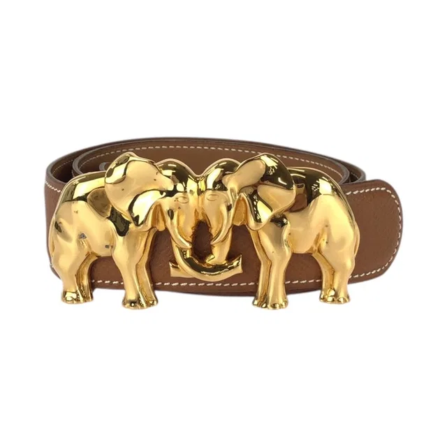 Hermès Reversible Belt 65 Brown Gold Leather Plated in Brown Leather from The Reluxe