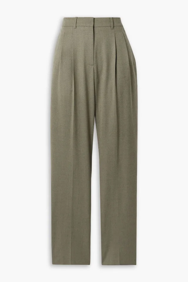 Stella McCartney Pleated Wool-Twill Tapered Pants in Green from THE OUTNET, photo 1 of 1