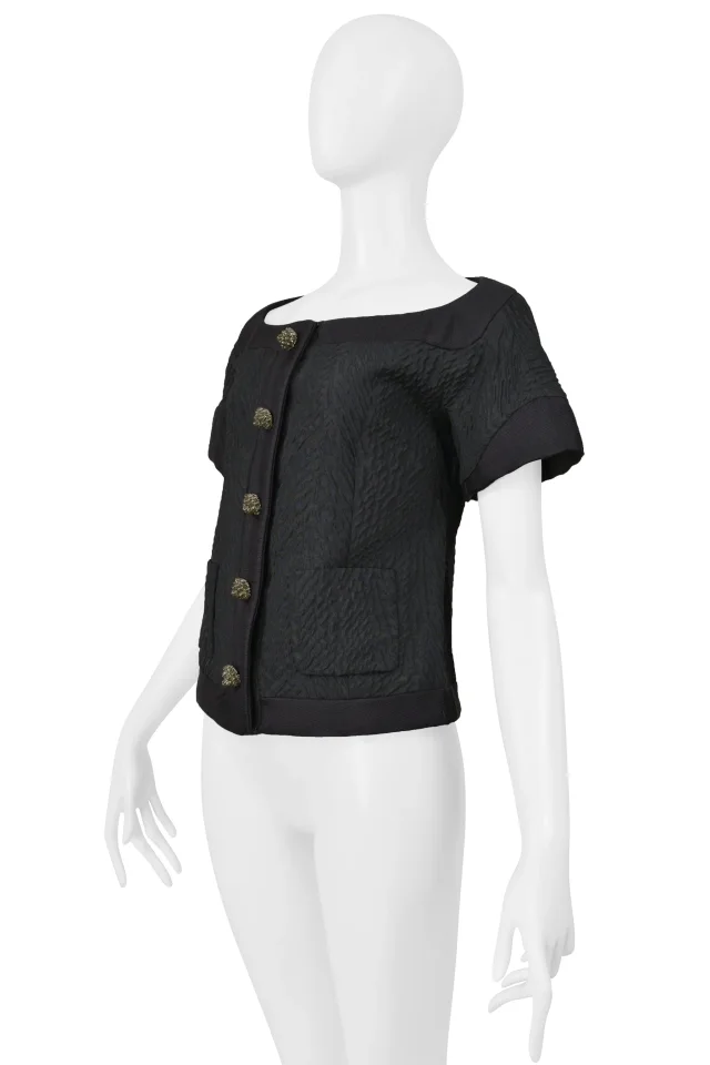 Balenciaga By Ghesquiere Fall 2006 Black Top With Fancy Crystal Bead Buttons in Black Silk from Resurrection Vintage, photo 4 of 6