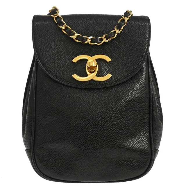 Chanel 1994-1996 Black Caviar Skin Shoulder Bag in Black Caviar leather from AMORE Vintage Tokyo