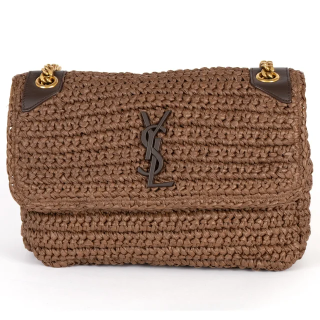 Saint Laurent Niki Medium Raffia Shoulder Bag - Brown from H&T