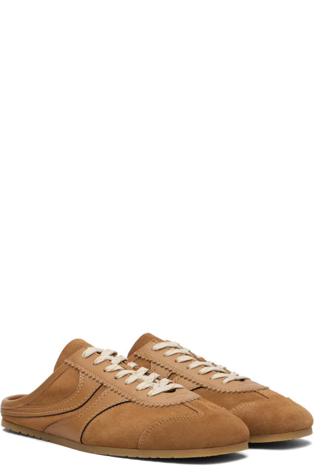 Dries Van Noten Brown Suede Mule Sneakers, photo 4 of 5 from SSENSE
