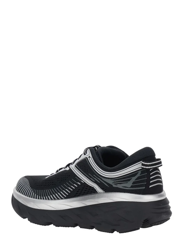 HOKA 'M Bondi 7' Black Sneaker Low Top with Logo on the Tongue and Perforated Design in Tech Fabric Unisex in Black, photo 5 of 7 from Gaudenzi Boutique