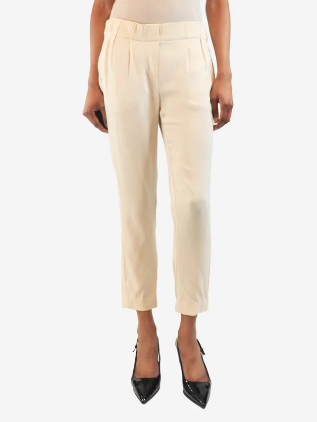 Brunello Cucinelli Cream silk trousers - size UK 6 in White Silk from Sign of the Times
