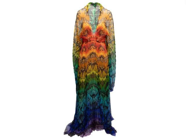 Multicolor Alexander McQueen Spring 2008 La Dame Bleue Silk Butterfly Gown Size IT 44 in Multicolor Silk from Designer Revival