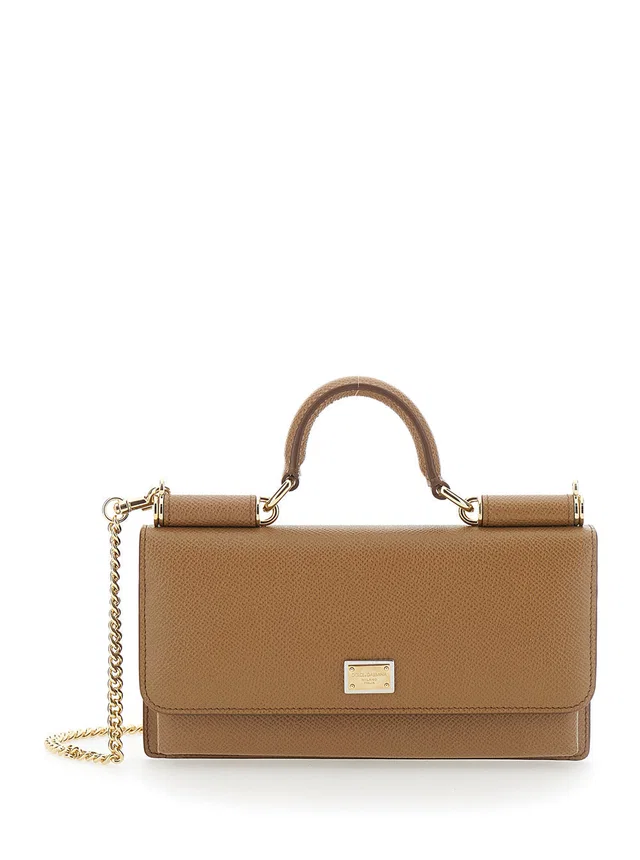 Dolce & Gabbana Saffiano Leather Top Handle Bag — Brown in Brown Saffiano leather from HEWI