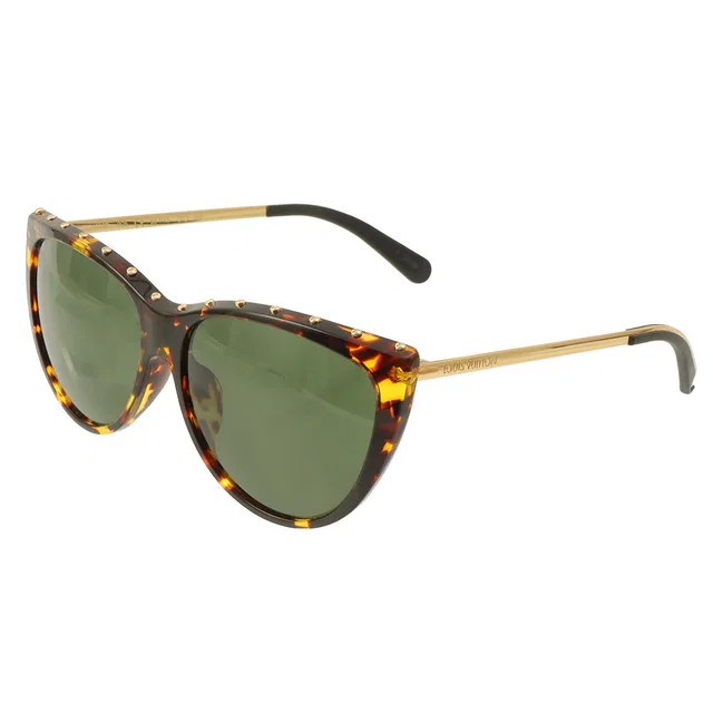 Louis Vuitton Brown Marble Logo Stud Sunglasses Brown/Black in Black from VINTAGE QOO TOKYO