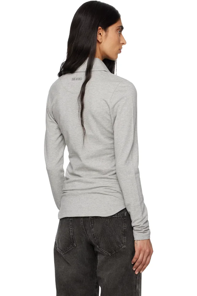The Attico Grey Light American Fleece Polo, photo 3 of 4 from SSENSE