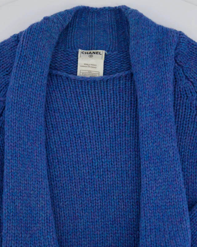Chanel 01/A Blue Wool Jumper With Scarf Tie and Sparkle Detail Size FR 38 (UK 10) in Blue Wool from Sellier, photo 8 of 12