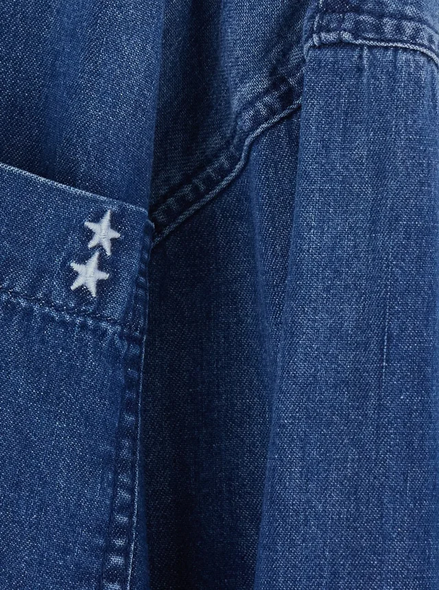 ICON DENIM Shirt 'WOMAN SHIRT' with Classic Collar and Long Sleeves in Blue Cotton for Women in Blue 100% Cotton, photo 6 of 6 from Gaudenzi Boutique