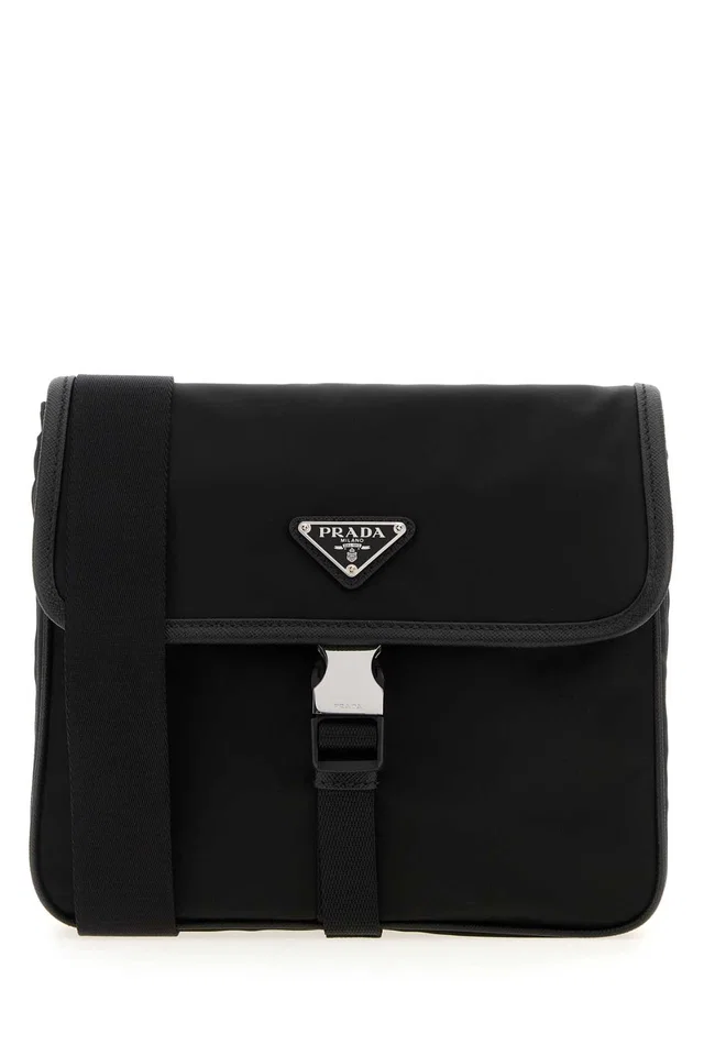 Prada Crossbody Bag — Black Recycledpolyamide-calfleather in Black Calfskin from HEWI