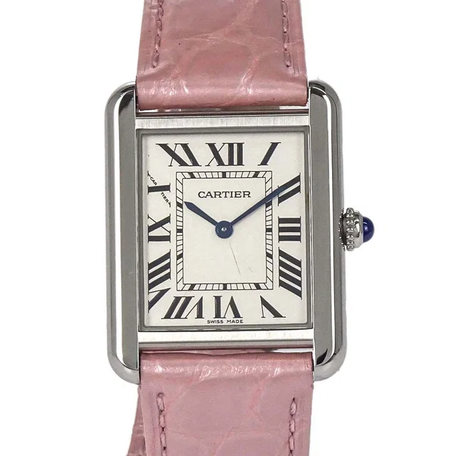 Cartier Tank Solo SM 24mm Ref.2716 Quartz Watch SS Crocodile Pink in Pink Crocodile from AMORE Vintage Tokyo