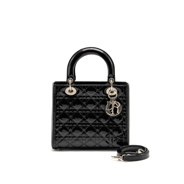 Medium Lady Dior Patent black SHW in Black Patent leather from EMIER