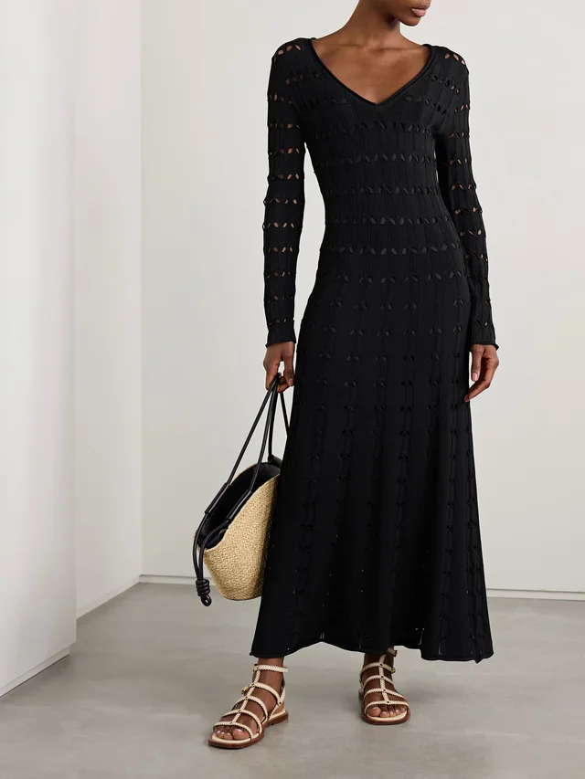 ZIMMERMANN Rhiannon pointelle-knit maxi dress in Black, photo 2 of 2 from NET-A-PORTER (Canada)