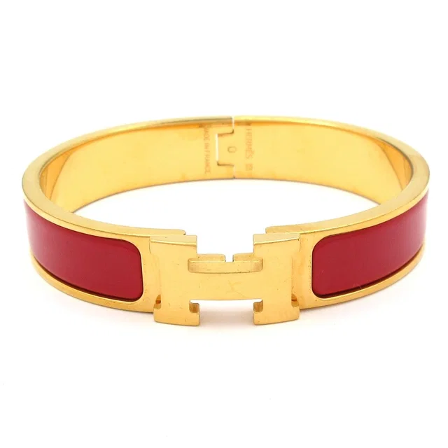 Hermès Bangle Clic Clac Gold Bordeaux Bracelet in Burgundy Ceramic from The Reluxe