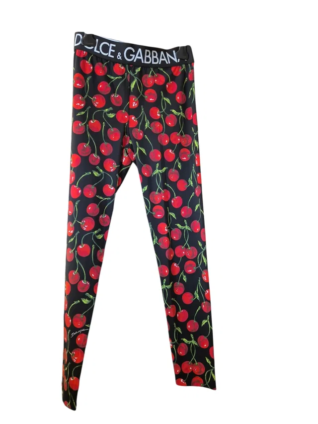 Dolce & Gabbana Leggings Black Cherry Logo in Black from Luxury Promise