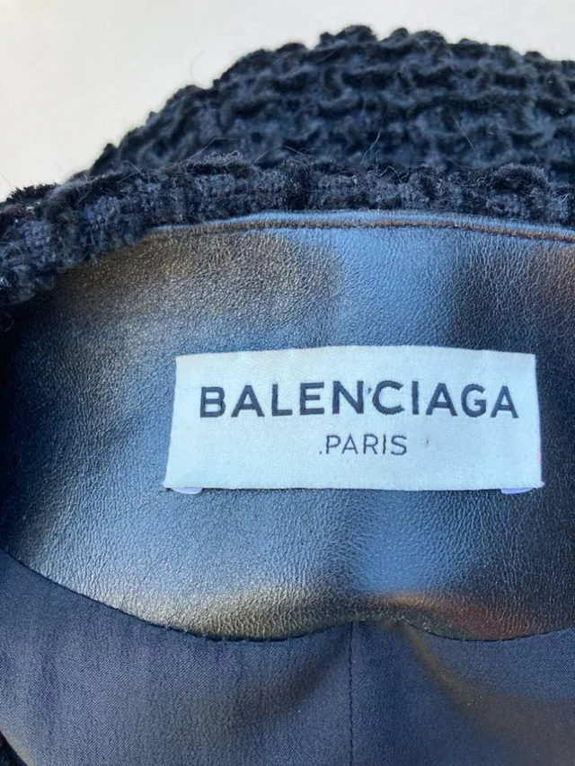 Balenciaga Short Fitted Wool Blend Jacket Black Size: 10 in Black Wool from Oxfam Online Shop, photo 7 of 8