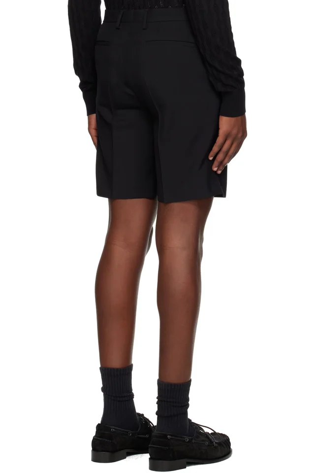 Dries Van Noten Black Creased Shorts, photo 3 of 4 from SSENSE