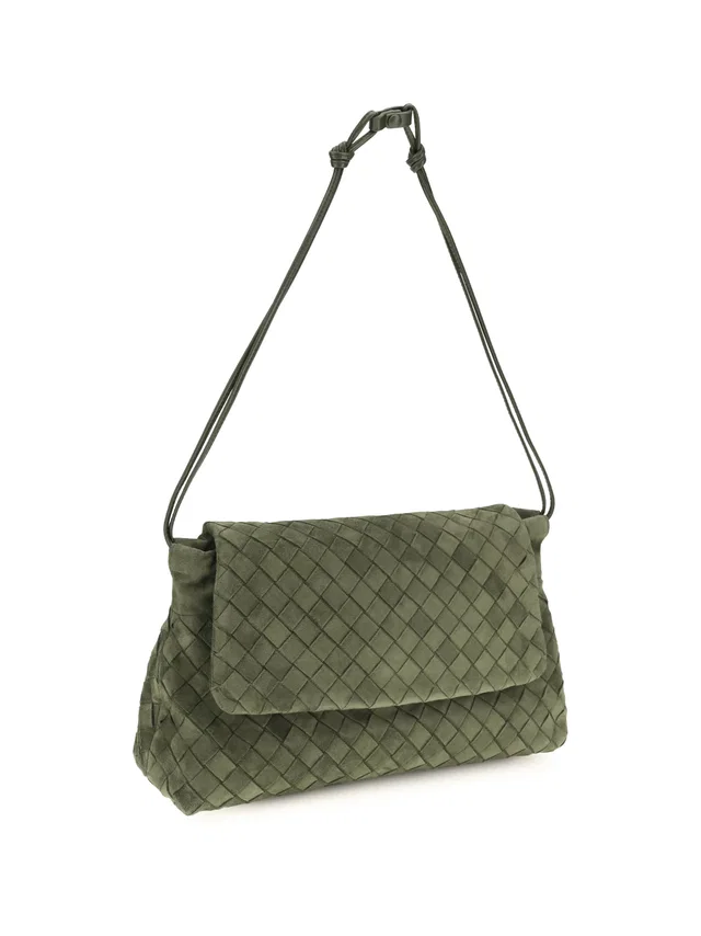 Bottega Veneta Giorno Shoulder Bag — Green Calf Leather (bos Taurus) in Green Calfskin from HEWI
