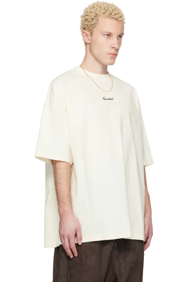 Fear of God ESSENTIALS Off-White Signature 90s Short Sleeve T-shirt, photo 2 of 4 from SSENSE