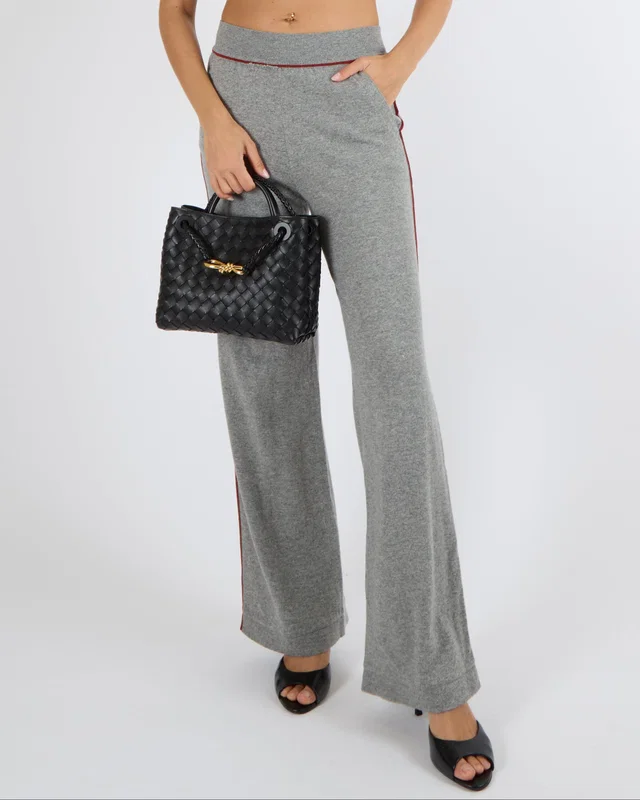 Loro Piana Grey Cashmere Trousers with Red Trim Detail Size IT 38 (UK 6) in Red Cashmere from Sellier
