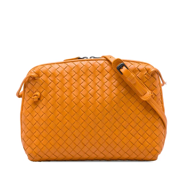 Orange Bottega Veneta Nappa Intrecciato Nodini Crossbody in Orange Nappa leather from Designer Revival