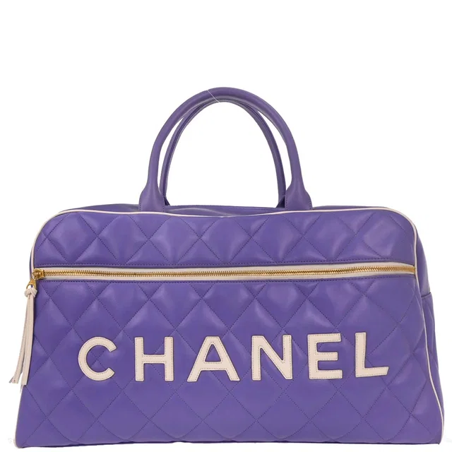 Chanel Purple 1994-1996 Calfskin Bowling Bag in Purple Calfskin from AMORE Vintage Tokyo