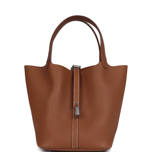 Hermès Picotin Lock 22 Gold Clemence Palladium Hardware in Gold Clemence leather from Madison Avenue Couture