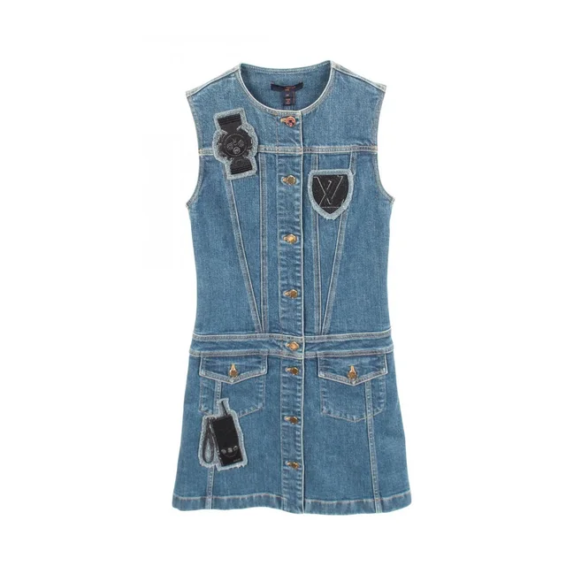 Louis Vuitton Dress Sleeveless Denim Dhm Cotton in Denim from The Reluxe
