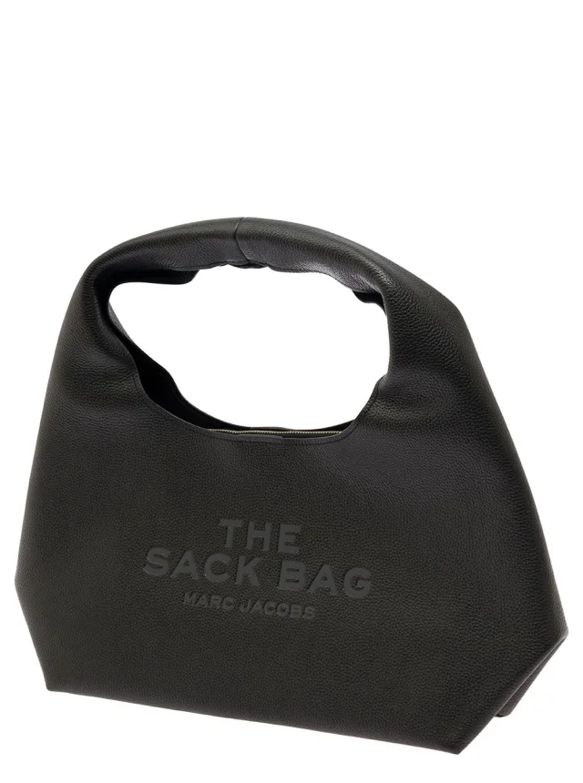 Marc jacobs 'The Sack' Black Shoulder Bag with Embossed Logo in Hammered Leather Woman in Black 100% Cow Leather, photo 5 of 12 from Gaudenzi Boutique
