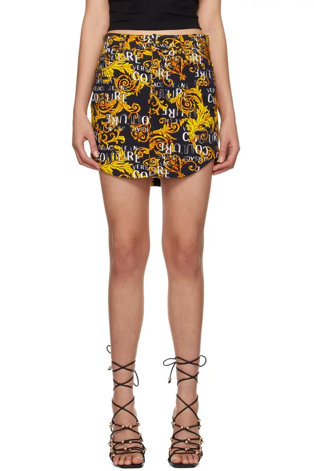Black Printed Denim Miniskirt, image 1 of 1 from SSENSE