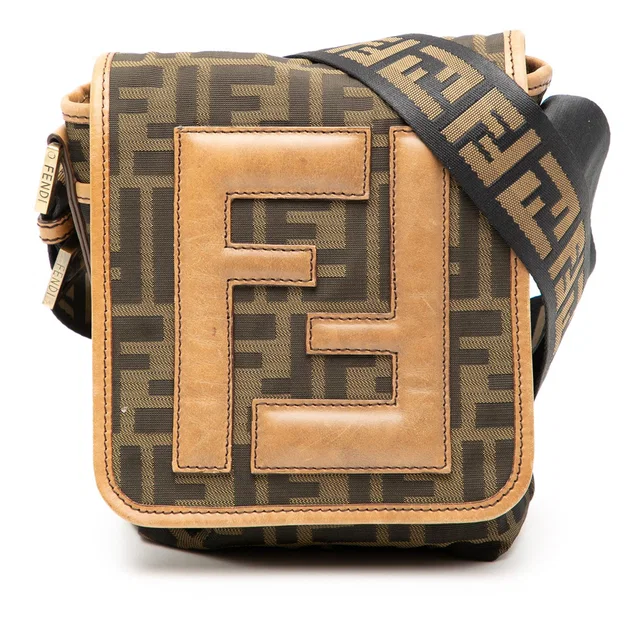 Brown Fendi Mini FF Zucca Canvas Crossbody in Brown Canvas from Designer Revival