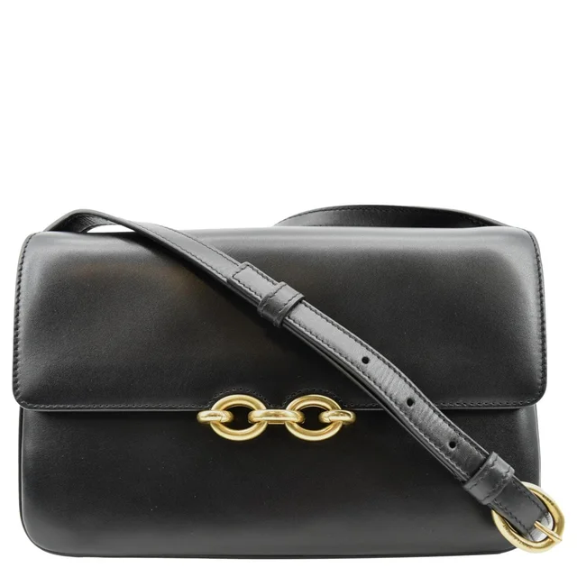 Saint Laurent Le Maillon Smooth Leather Shoulder Bag Black in Black Leather from Dallas Designer Handbags