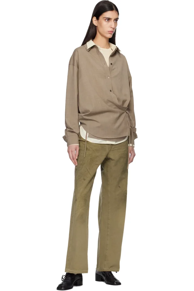 ssstein Beige Sulfur Dyed Oxford Vintage Wide Jeans, photo 4 of 4 from SSENSE
