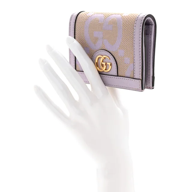 Gucci Monogram Jumbo GG Textured Dollar Calfskin Ophidia Card Case Beige Lapis in Beige Calfskin from FASHIONPHILE, photo 2 of 8
