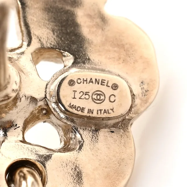 Chanel Crystal CC Flower Drop Earrings Gold in Gold from FASHIONPHILE, photo 4 of 5