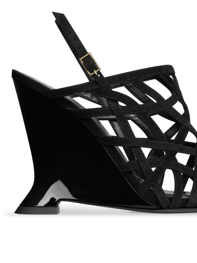 Balmain Wedge Cage sandals in suede, photo 7 of 7 from SENSER