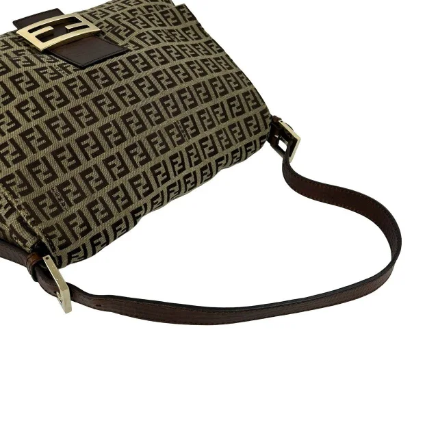 Fendi Zuccchino Canvas Leather Shoulder Bag in Brown Canvas from LuxUness, photo 4 of 10