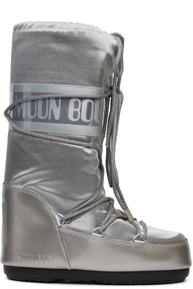 Moon Boot Silver Icon Glance Satin Boots from SSENSE, photo 1 of 1