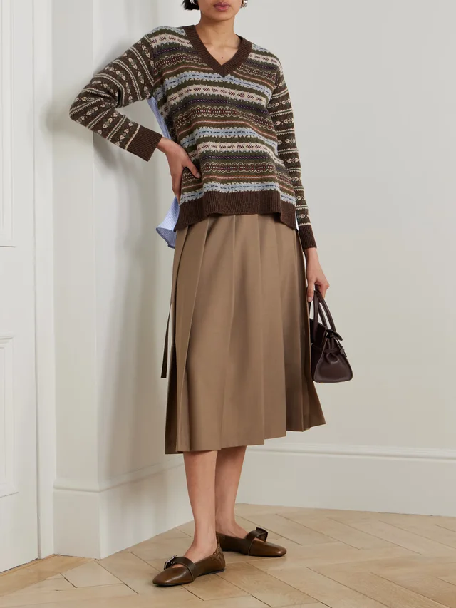 SEA Ciara striped cotton-poplin and Fair Isle wool sweater, photo 2 of 2 from NET-A-PORTER (Canada)