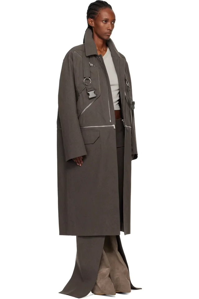 Rick Owens Gray Concordians Runway Blixa Jumbo Mac Coat, photo 2 of 5 from SSENSE