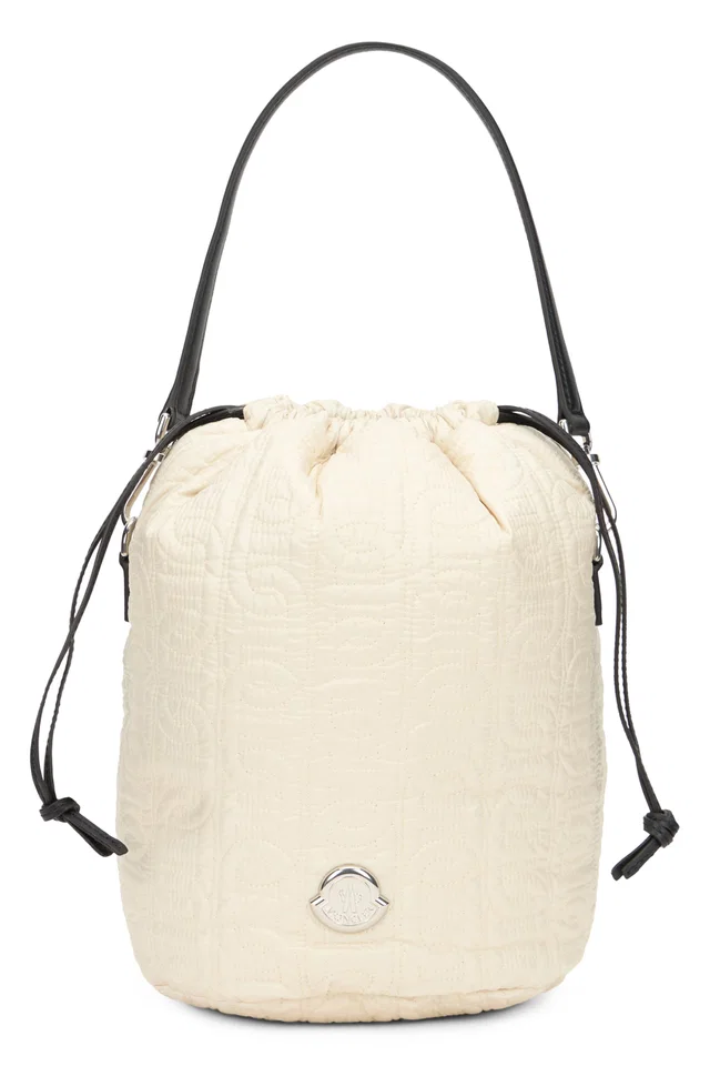 Moncler Quilted Polyamide Bucket Bag — Cream in White Leather from HEWI