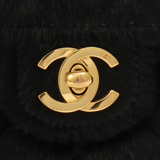 Circa 1992 Chanel CC Turnlock Mini Handbag in Black Calf Hair in Black from VINTAGE QOO TOKYO, photo 7 of 10