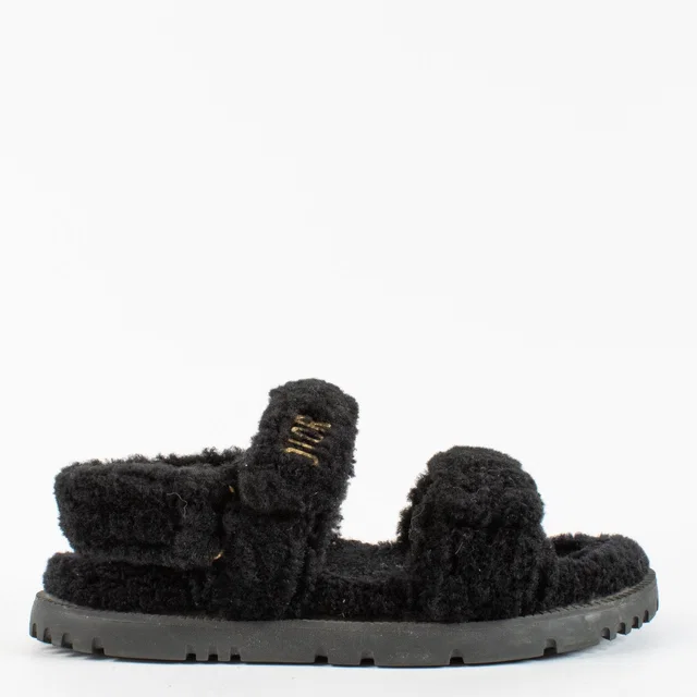 Dior Black Fur Dioract Sandals in Black from Labellov